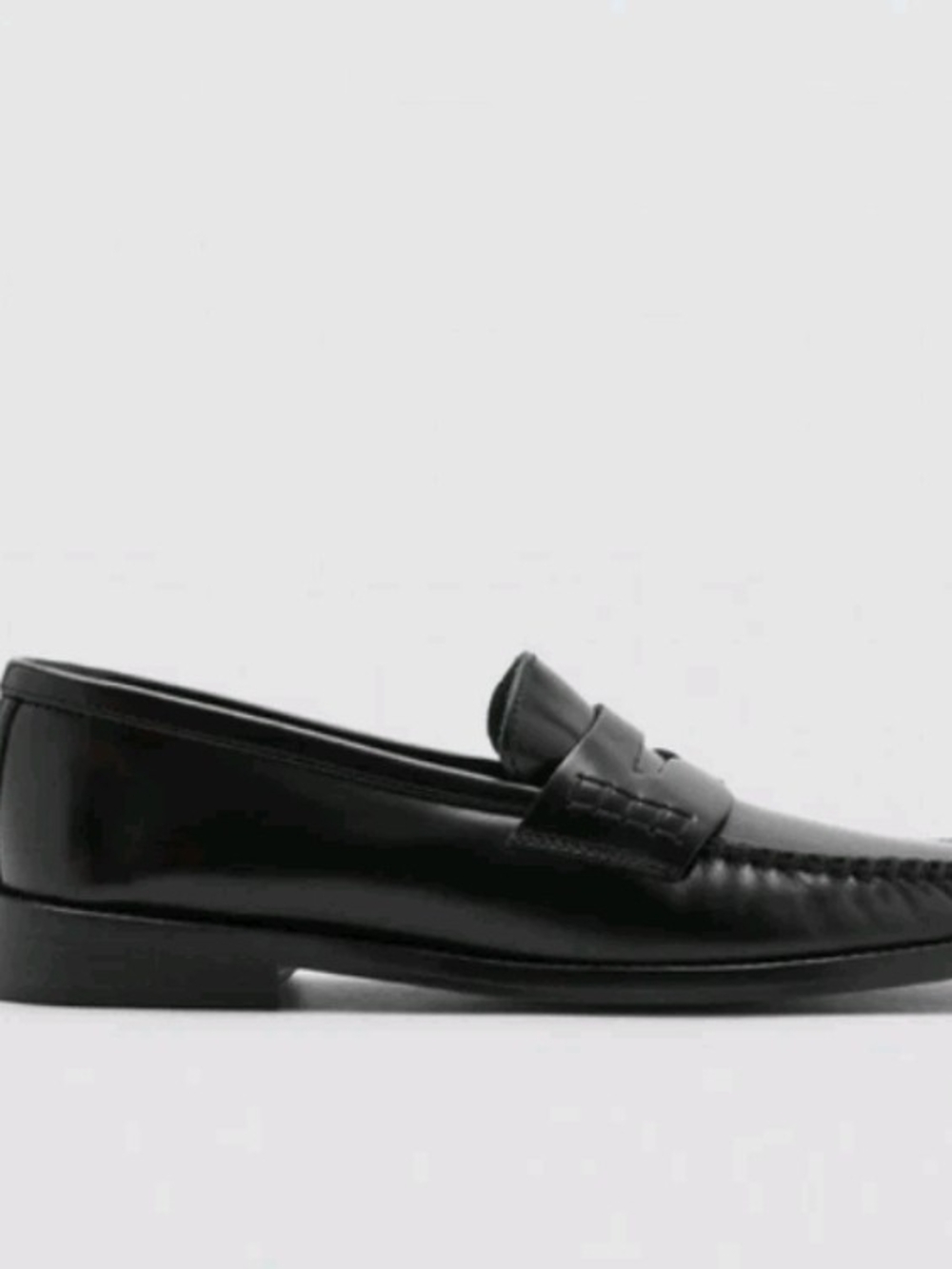 Mango Black Leather Penny Loafers - Picture 3 of 9